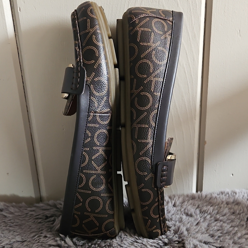 Calvin Klein Women's Black Logo Loafers with Gold Accent - Picture 5 of 5